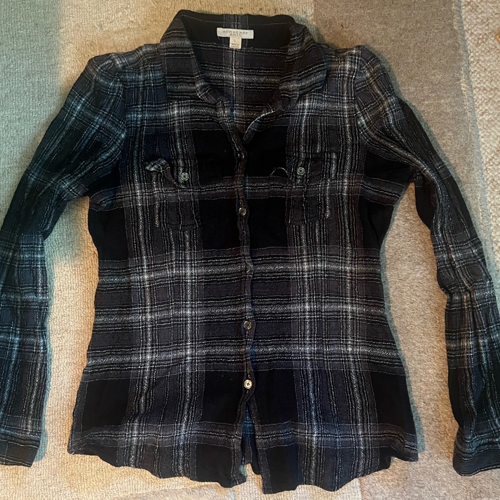 Burberry Brit Plaid Button Front Blouse
